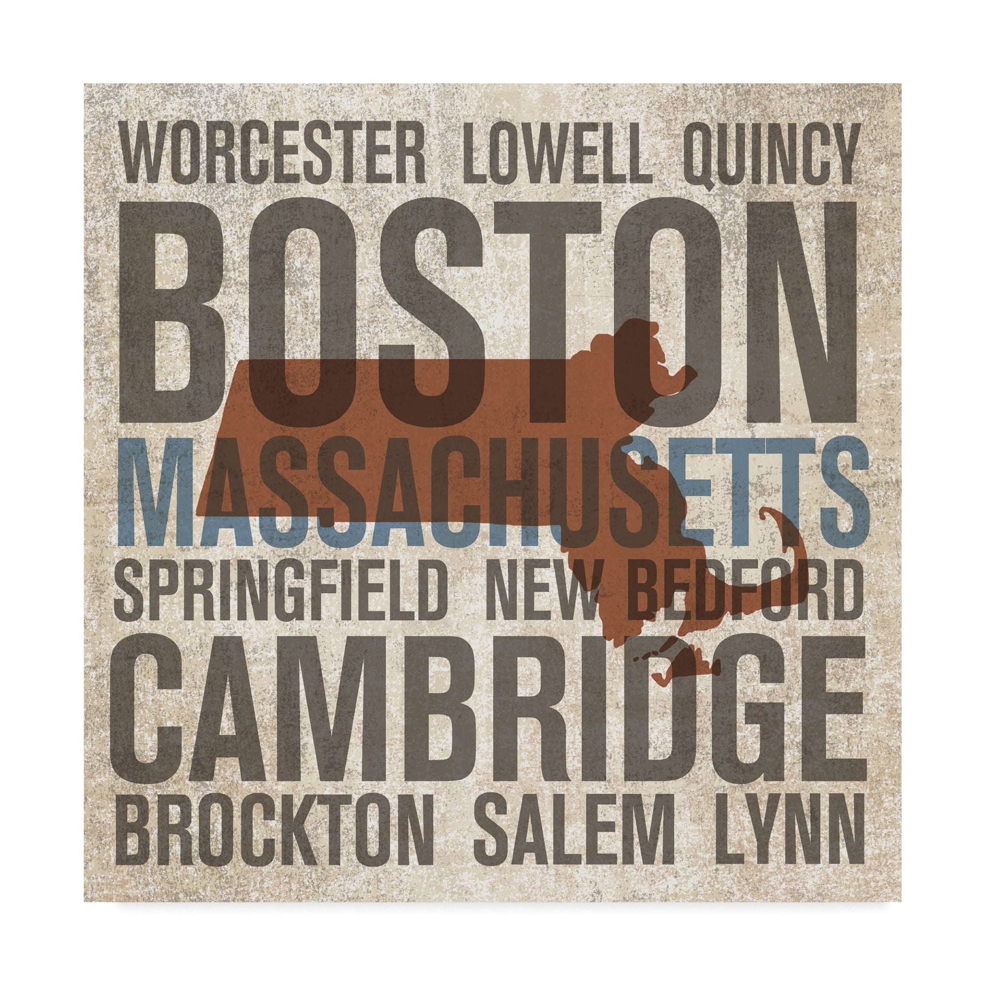 Trademark Fine Art 'Massachusetts Word Map' Canvas Art by Michael Mullan