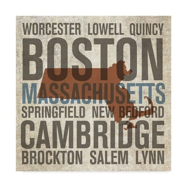 Trademark Fine Art 'Massachusetts Word Map' Canvas Art by Michael Mullan