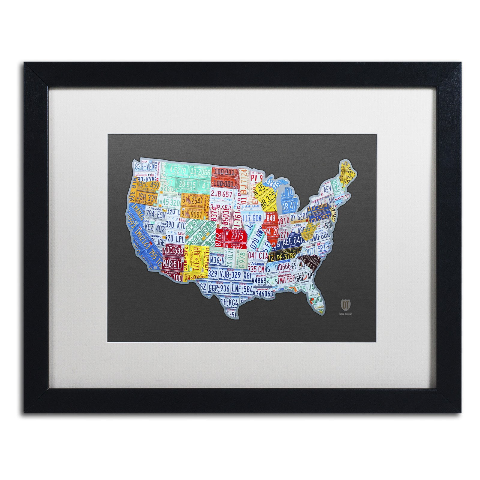 Trademark Fine Art 'Massive USA License Plate Map' Canvas Art by Design Turnpike, White Matte, Black Frame