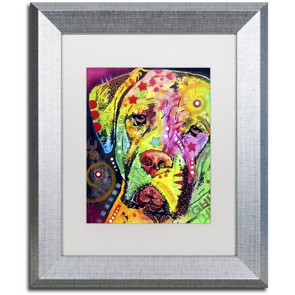Trademark Fine Art "Mastiff II" Canvas Art by Dean Russo, White Matte, Silver Frame