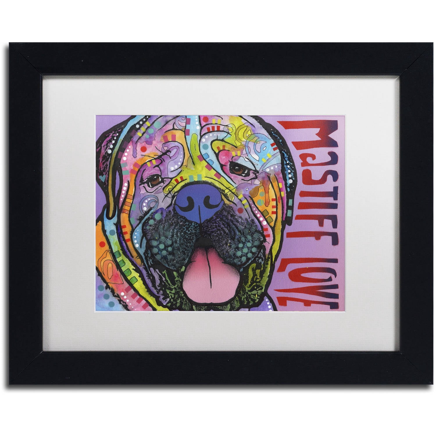 Trademark Fine Art 'Mastiff Love' Canvas Art by Dean Russo, White Matte, Black Frame