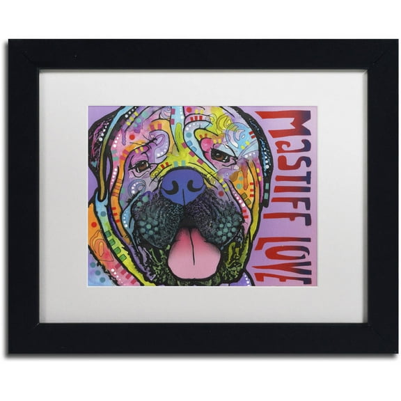 Trademark Fine Art 'Mastiff Love' Canvas Art by Dean Russo, White Matte, Black Frame