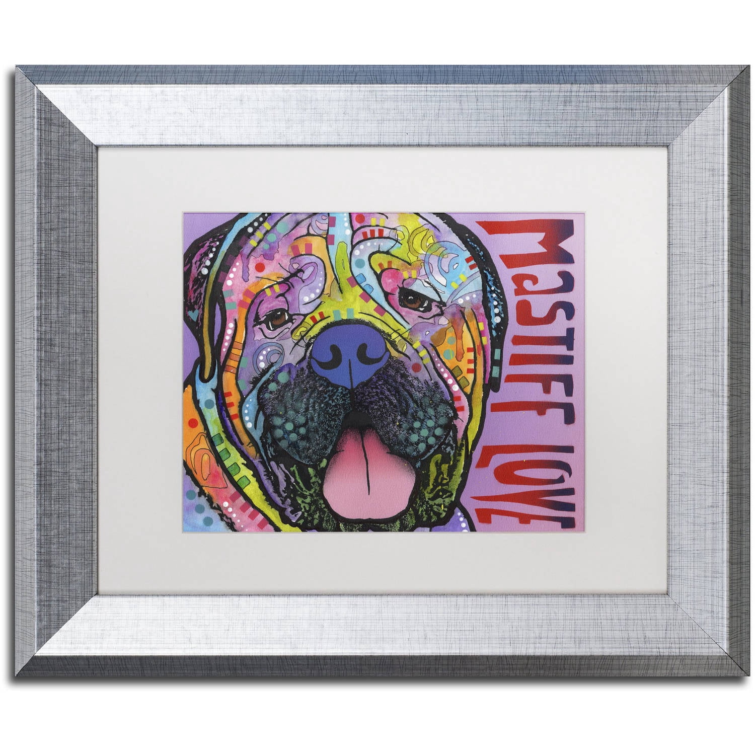 Trademark Fine Art 'Mastiff Love' Canvas Art by Dean Russo, White Matte, Silver Frame