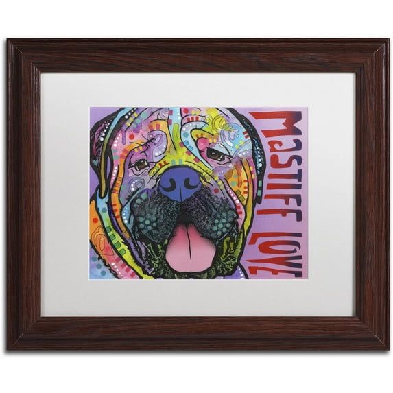 Trademark Fine Art 'Mastiff Love' Canvas Art by Dean Russo, White Matte, Wood Frame