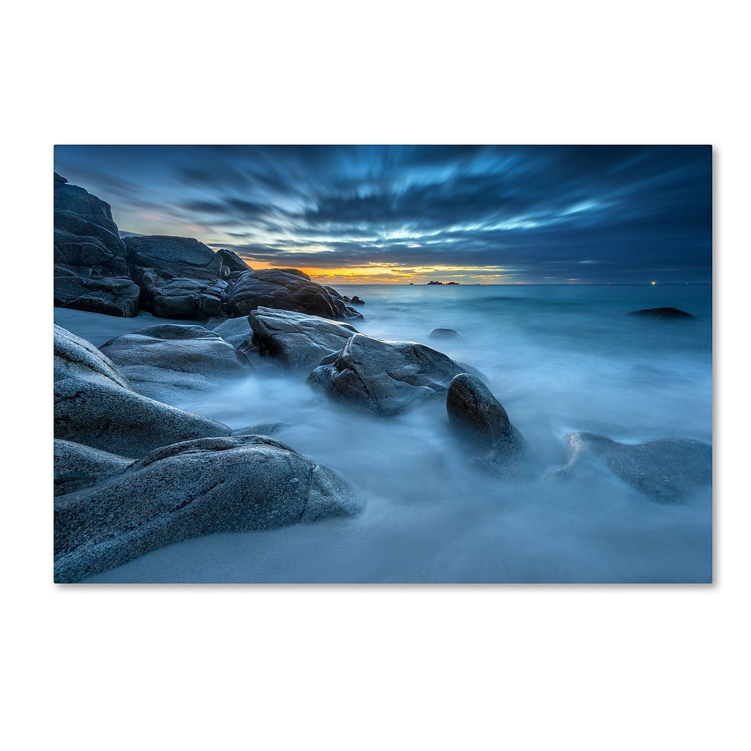Trademark Fine Art Mathieu Rivrin 'Blue Hour for a Blue Ocean' 12 x 19 (RV0033-C1219GG)