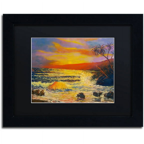 Trademark Fine Art "Maui Sunset" Canvas Art by Manor Shadian, Black Matte, Black Frame