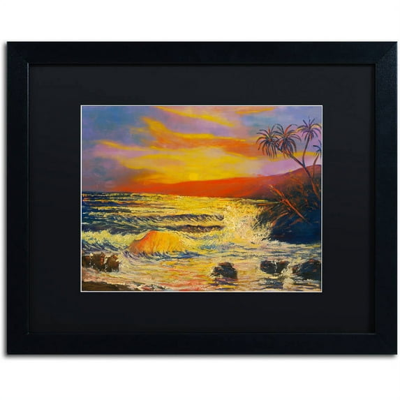 Trademark Fine Art "Maui Sunset" Canvas Art by Manor Shadian, Black Matte, Black Frame