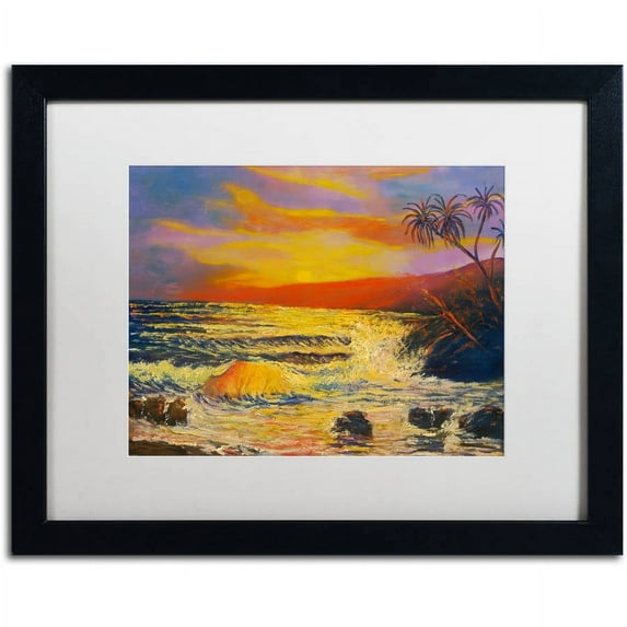 Trademark Fine Art "Maui Sunset" Canvas Art by Manor Shadian, White Matte, Black Frame