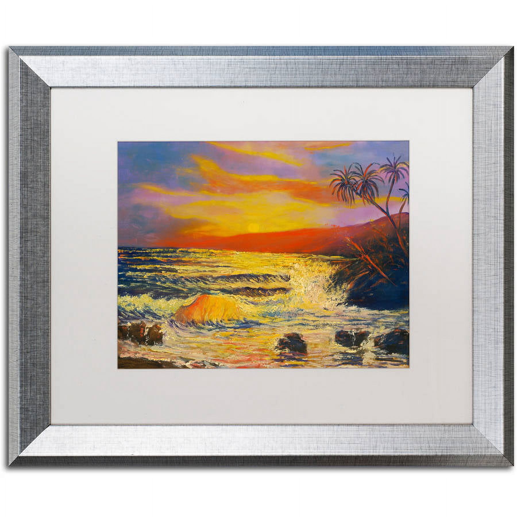 Trademark Fine Art "Maui Sunset" Canvas Art by Manor Shadian, White Matte, Silver Frame