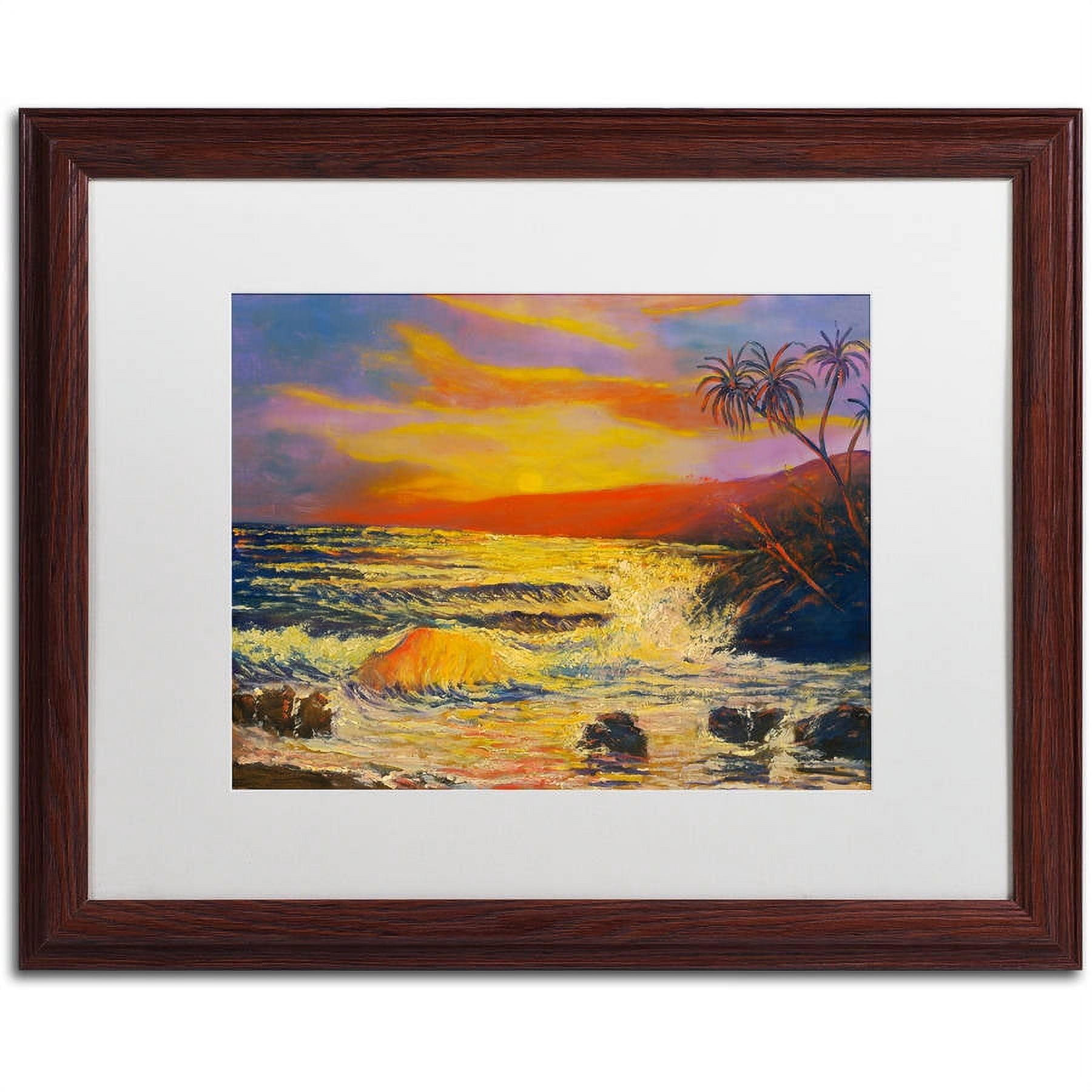 Trademark Fine Art "Maui Sunset" Canvas Art by Manor Shadian, White Matte, Wood Frame