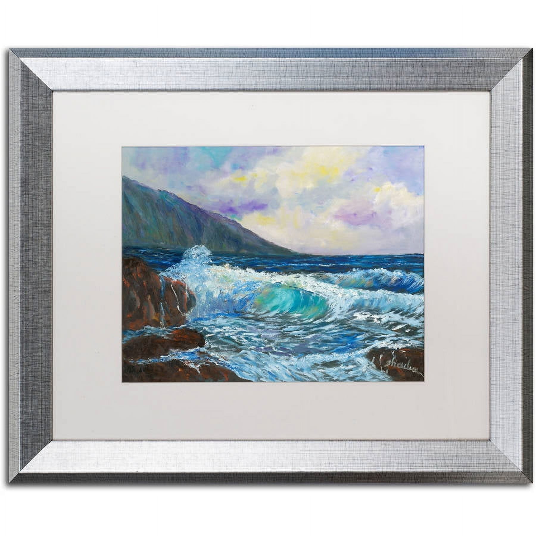 Trademark Fine Art "Maui's Enchanting Seas" Canvas Art by Manor Shadian, White Matte, Silver Frame