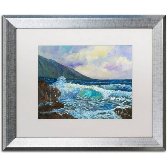 Trademark Fine Art "Maui's Enchanting Seas" Canvas Art by Manor Shadian, White Matte, Silver Frame