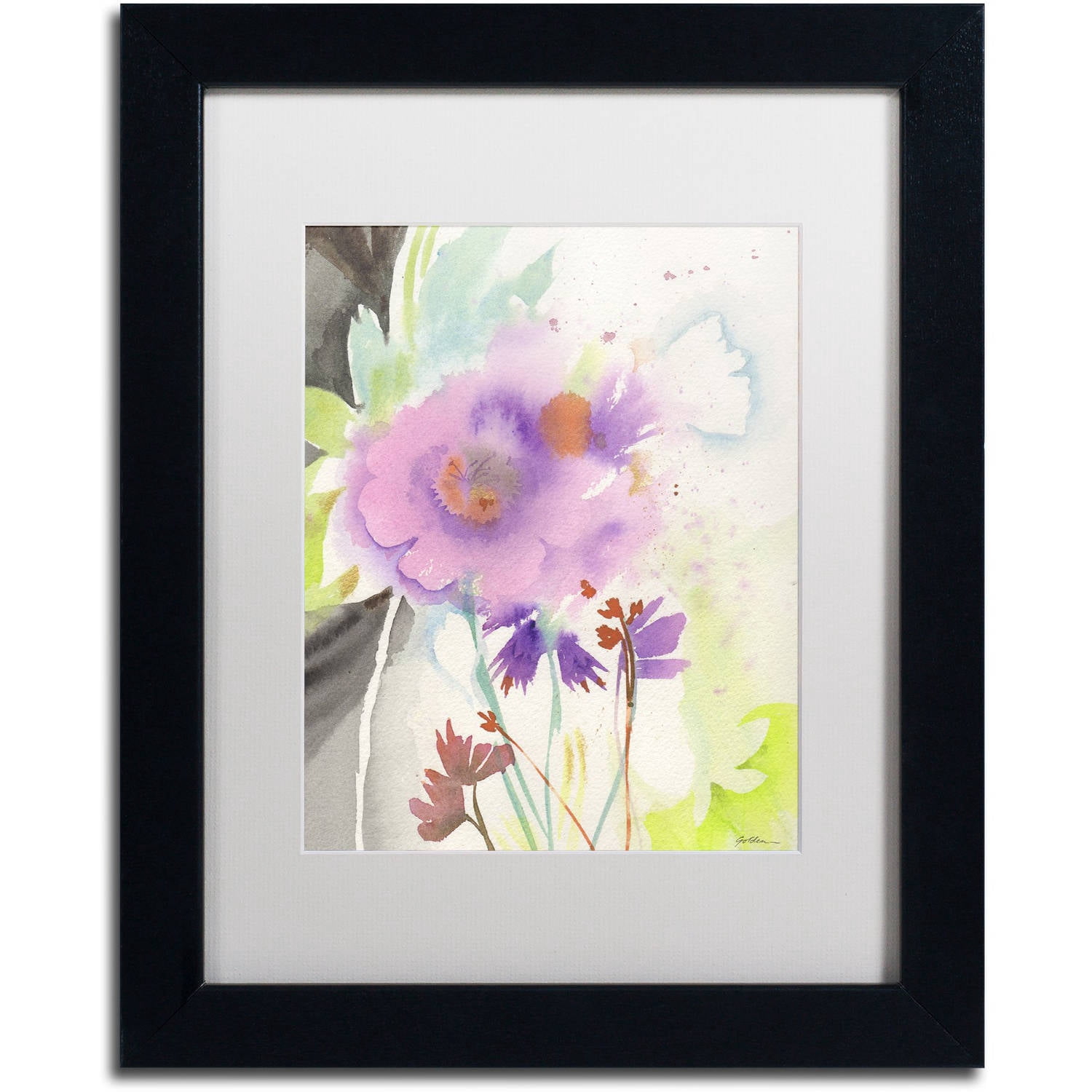 Trademark Fine Art "Mauve Garden Shadows" Canvas Art by Sheila Golden, White Matte, Black Frame