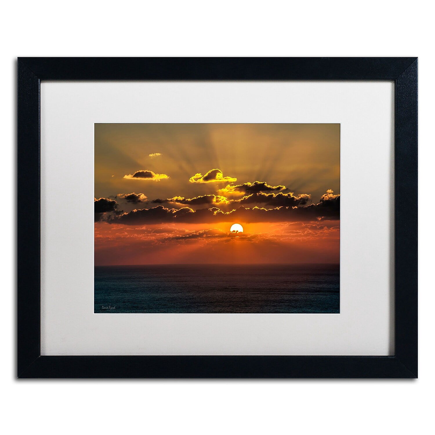 Trademark Fine Art "Mediterranean Sunset" Canvas Art by David Ayash, White Matte, Black Frame