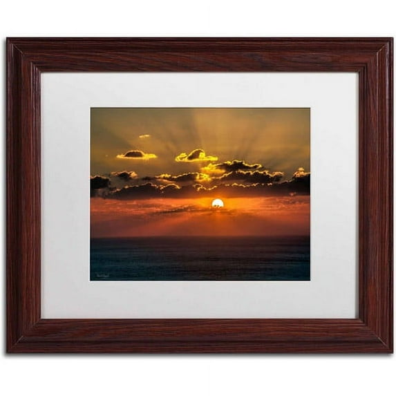 Trademark Fine Art "Mediterranean Sunset" Canvas Art by David Ayash, White Matte, Wood Frame