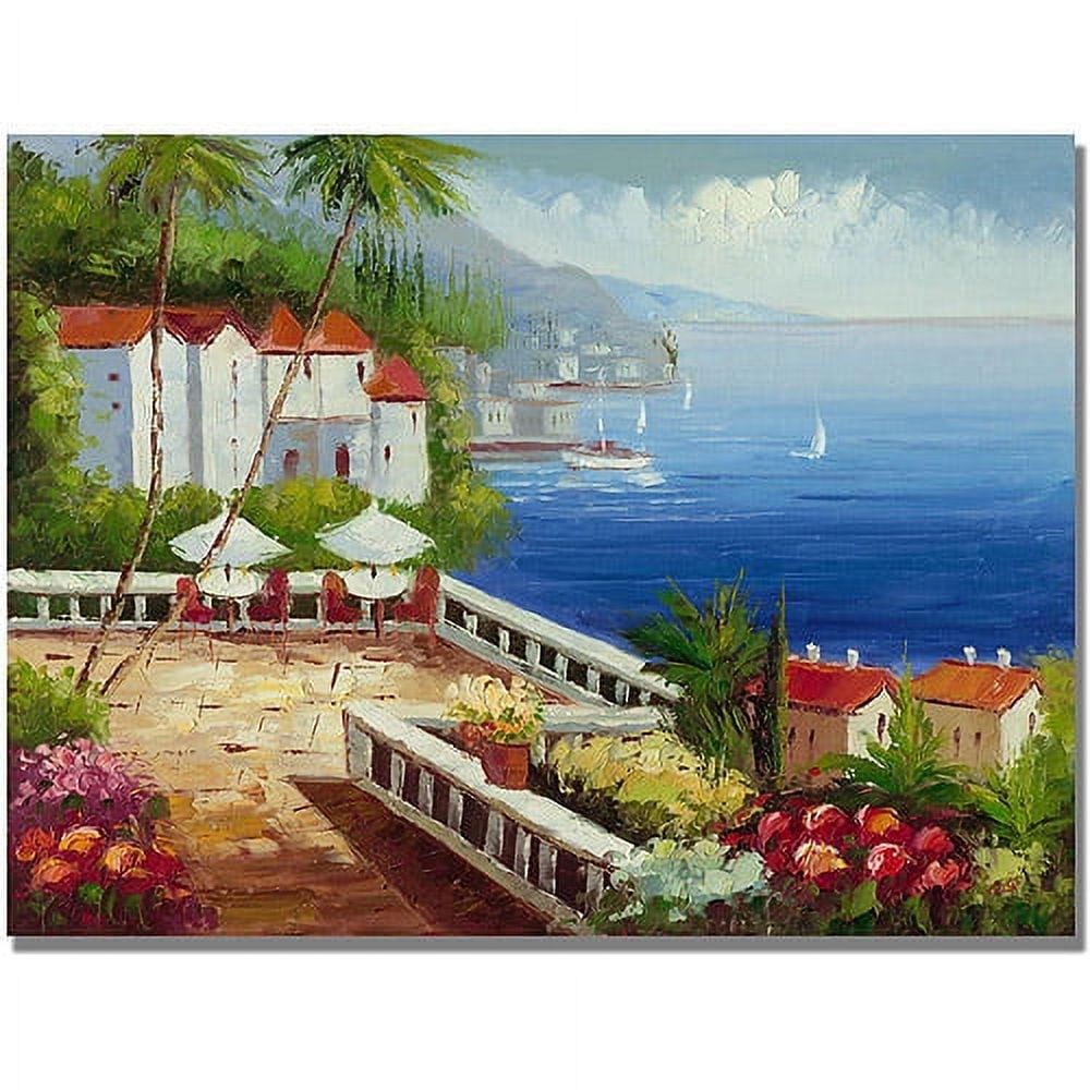 Mediterranean View Framed Horizontal Canvas Art 35x47