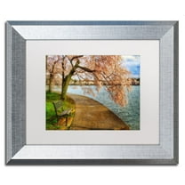 Trademark Fine Art "Meet Me At Our Bench" Canvas Art by Lois Bryan White Matte, Silver Frame