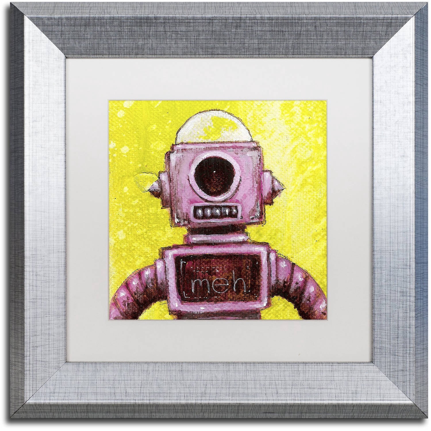 Trademark Fine Art 'Mehbot' Canvas Art by Craig Snodgrass, White Matte, Silver Frame