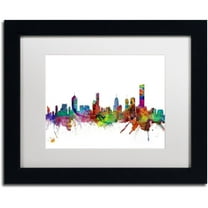 Trademark Fine Art "Melbourne Skyline II" Canvas Art by Michael Tompsett White Matte, Black Frame