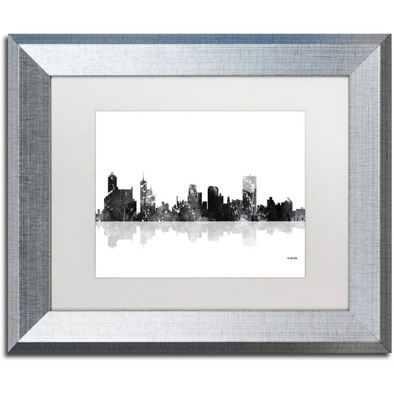 Trademark Fine Art "Memphis Tennessee Skyline BG-1" Canvas Art by Marlene Watson, White Matte, Silver Frame
