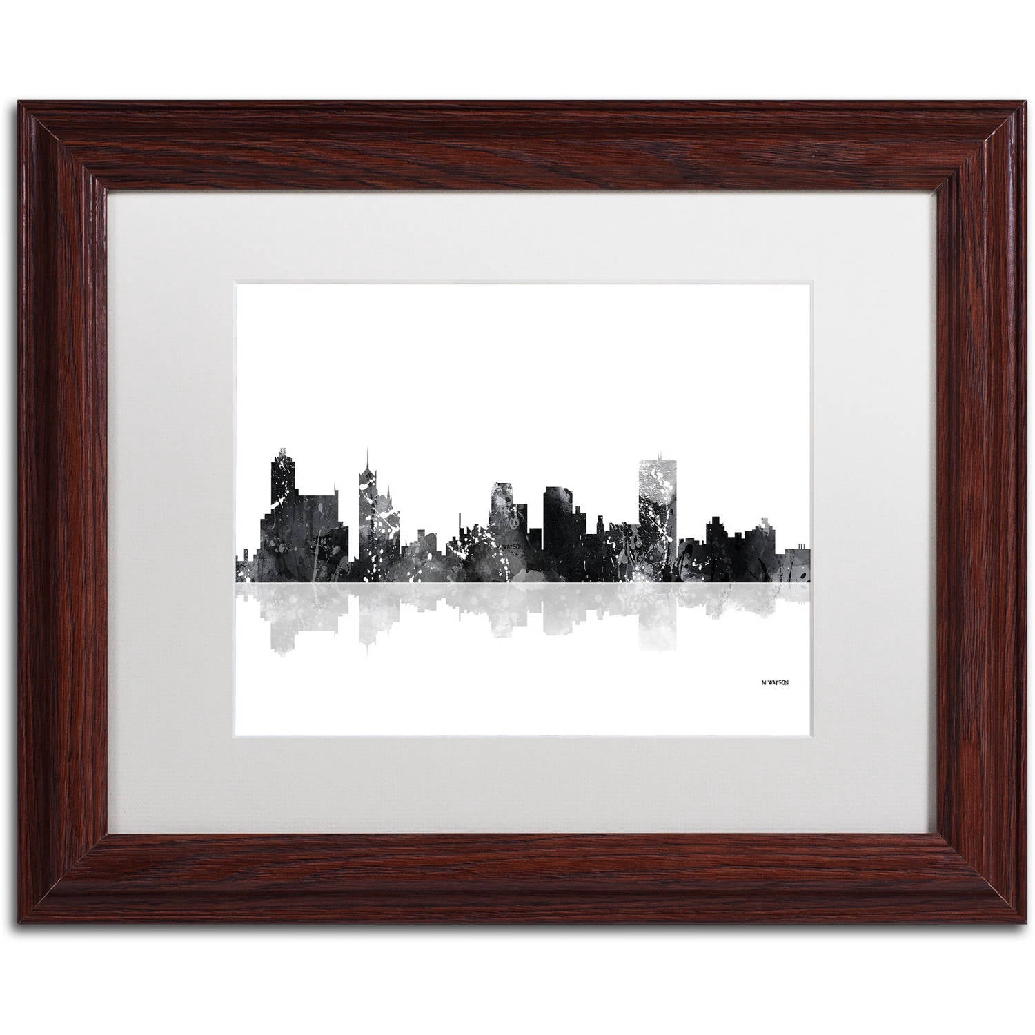 Trademark Fine Art "Memphis Tennessee Skyline BG-1" Canvas Art by Marlene Watson, White Matte, Wood Frame
