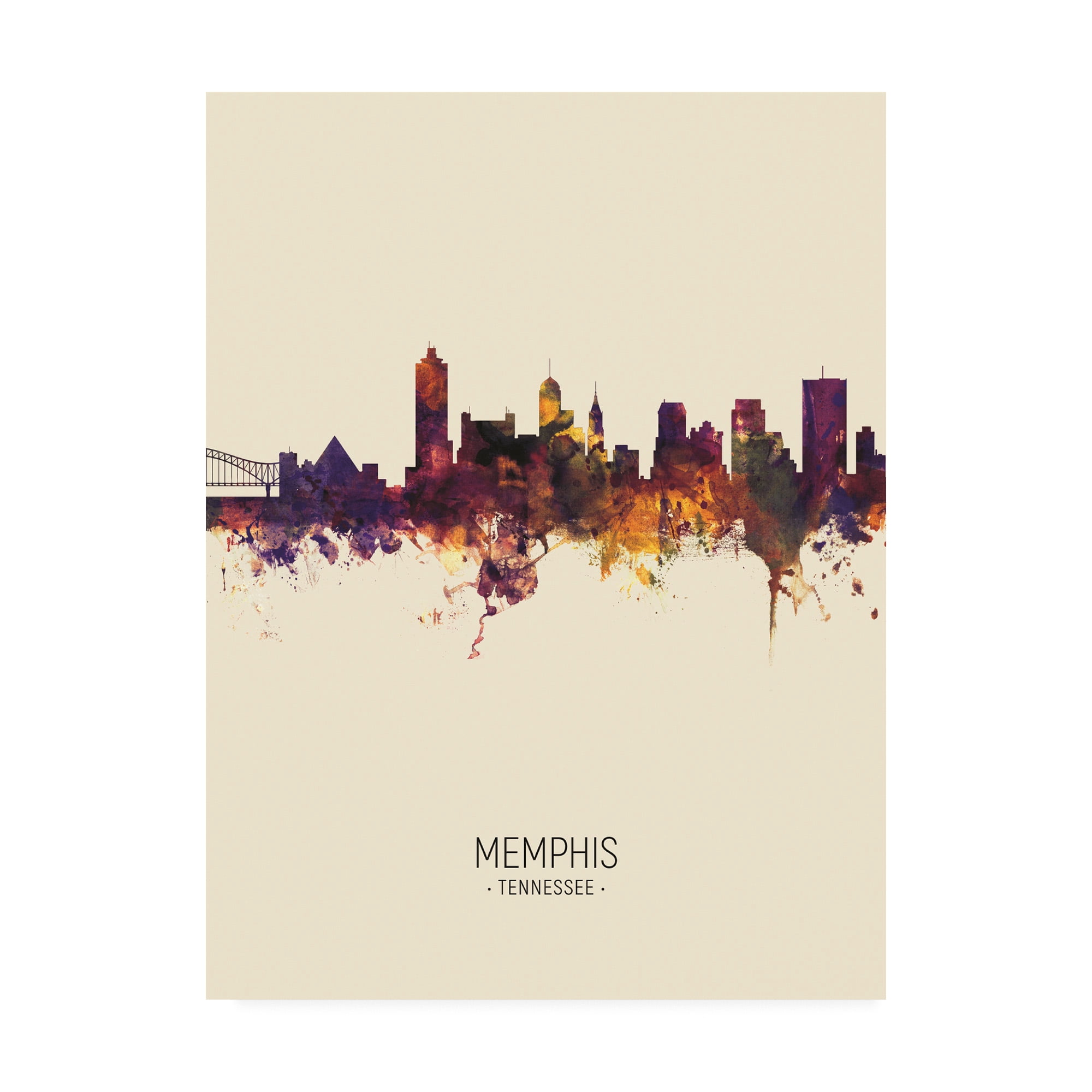 Trademark Fine Art 'Memphis Tennessee Skyline Portrait III' Canvas Art by Michael Tompsett