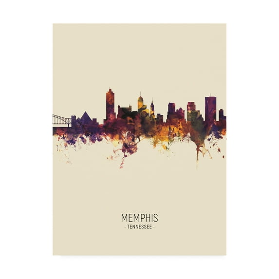 Trademark Fine Art 'Memphis Tennessee Skyline Portrait III' Canvas Art by Michael Tompsett
