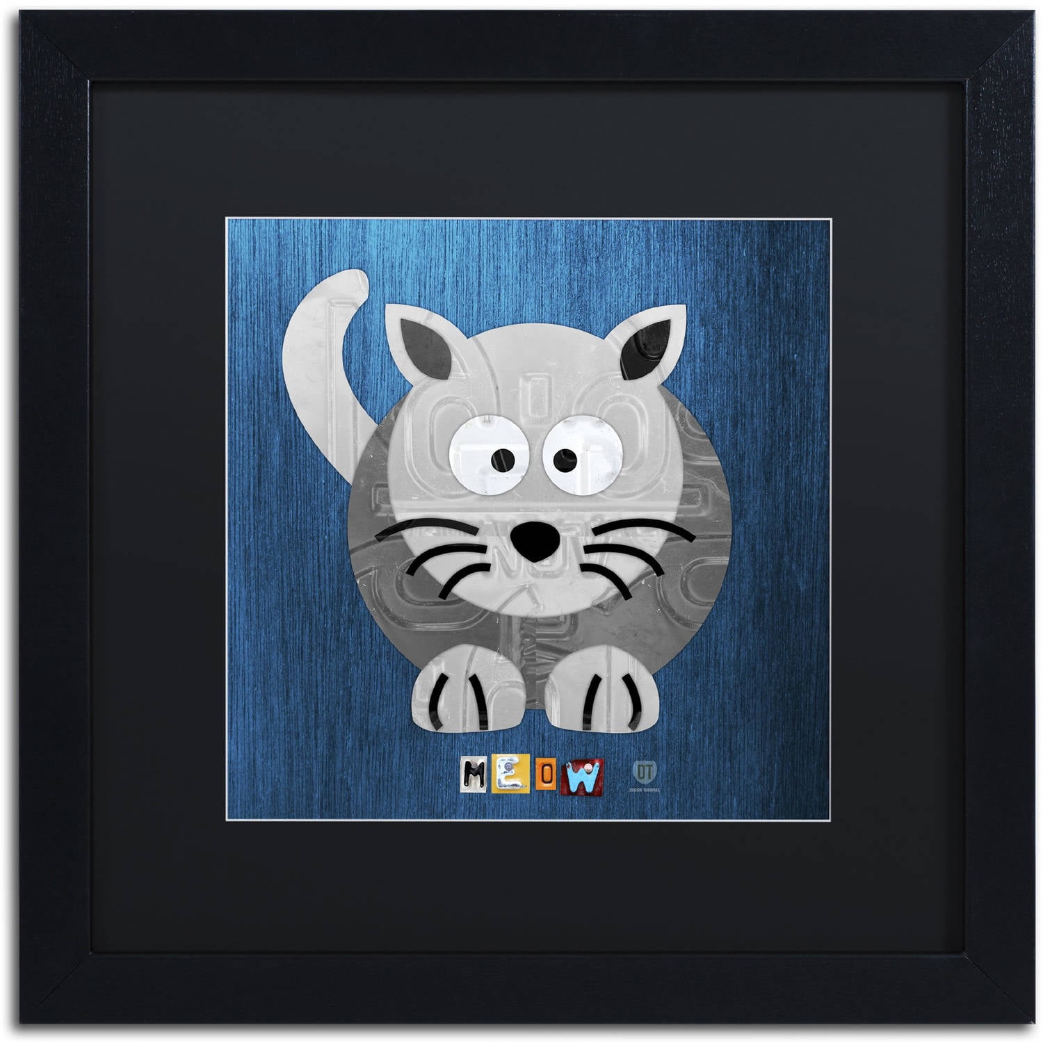 Trademark Fine Art 'Meow The Cat' Canvas Art by Design Turnpike, Black Matte, Black Frame