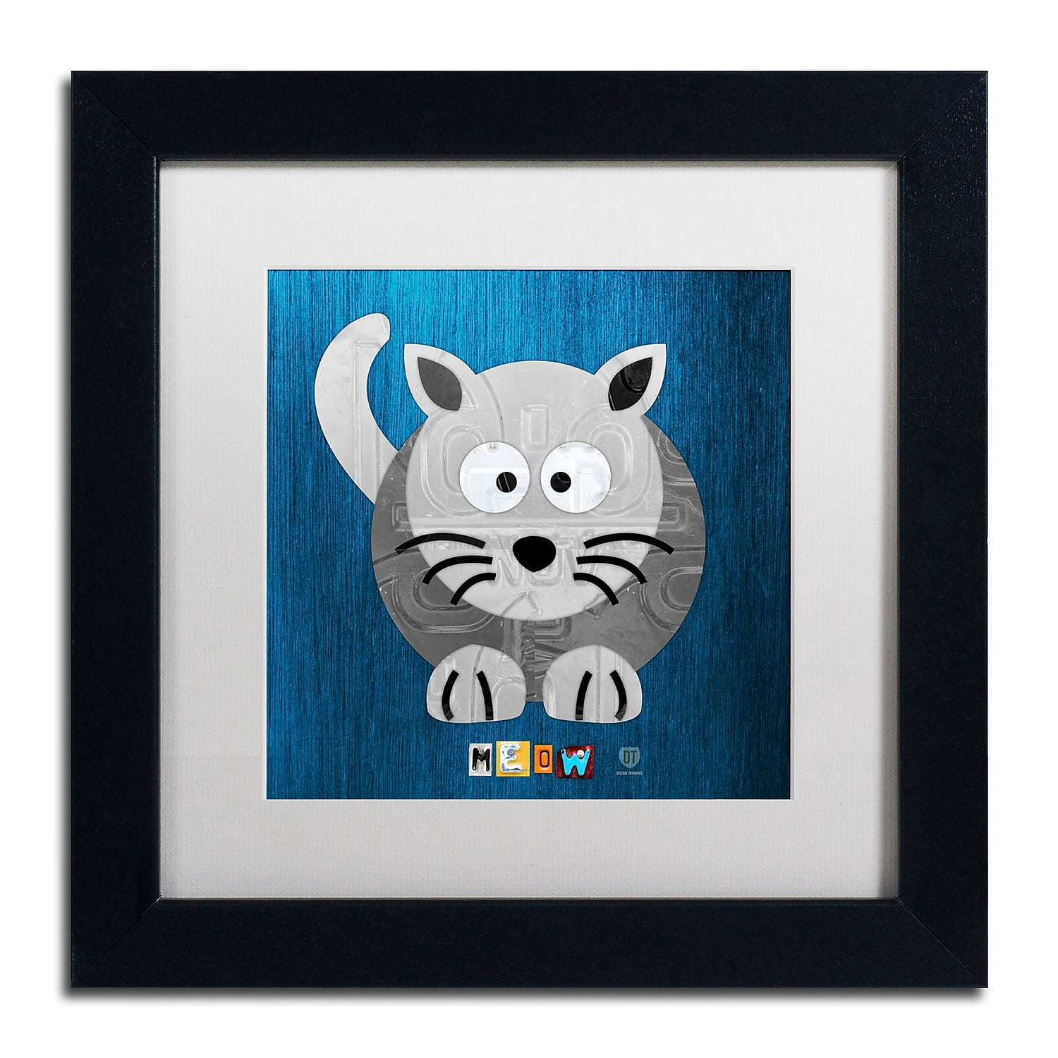 Trademark Fine Art 'Meow The Cat' Canvas Art by Design Turnpike, White Matte, Black Frame