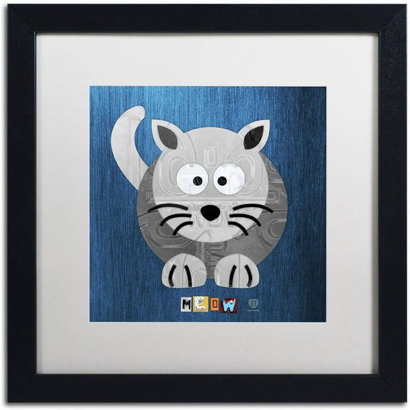 Trademark Fine Art 'Meow The Cat' Canvas Art by Design Turnpike, White Matte, Black Frame