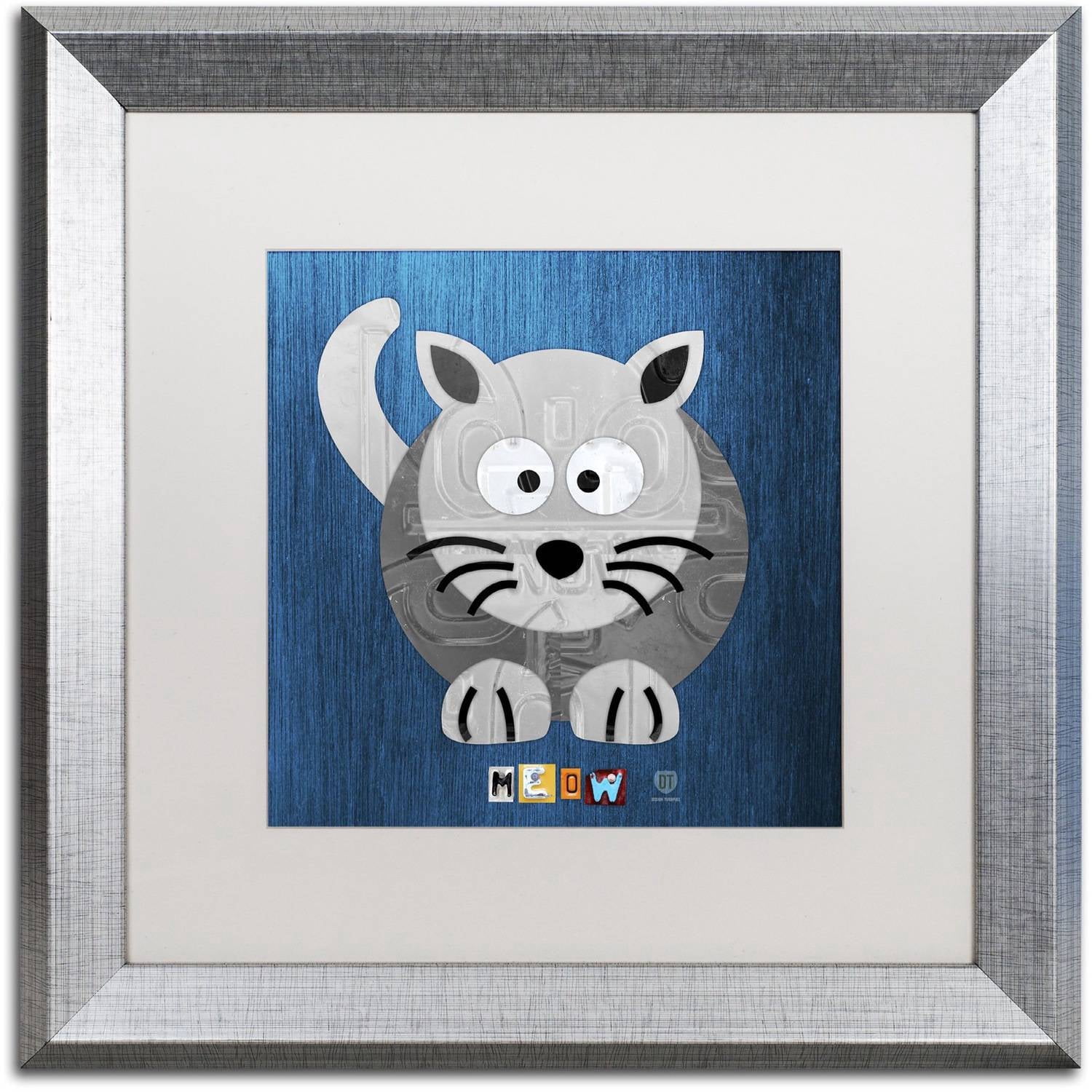 Trademark Fine Art 'Meow The Cat' Canvas Art by Design Turnpike, White Matte, Silver Frame