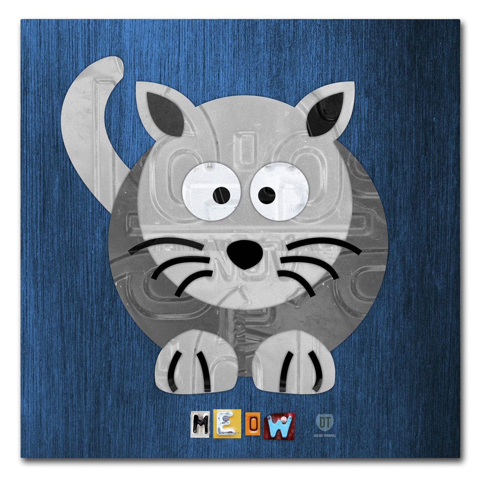 24" x 24" Blue and Gray Abstract Cat Canvas Print