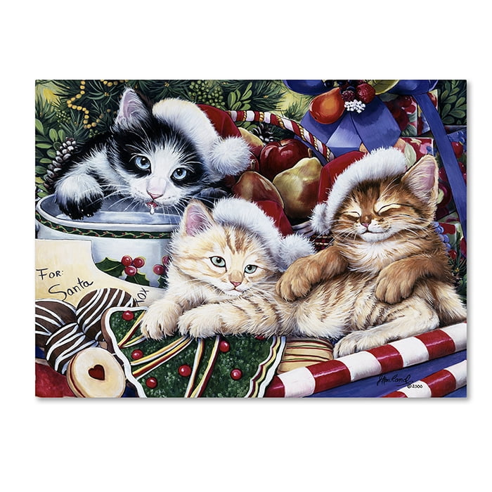 Trademark Fine Art 'Meowy Christmas 2' Canvas Art by Jenny Newland
