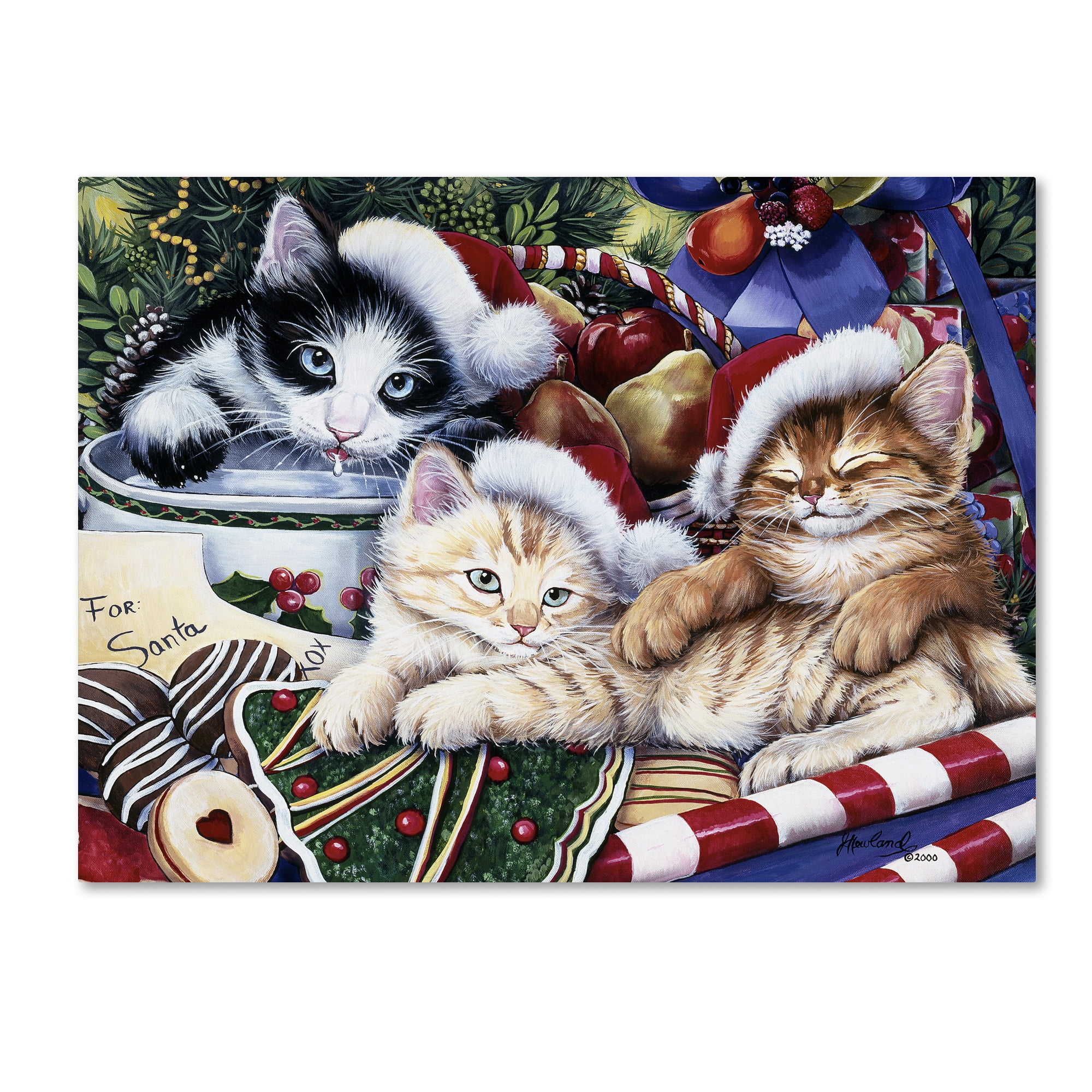 Trademark Fine Art 'Meowy Christmas 2' Canvas Art by Jenny Newland