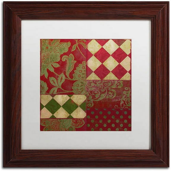 Trademark Fine Art "Merry Christmas Patchwork II" Canvas Art by Color Bakery White Matte, Wood Frame