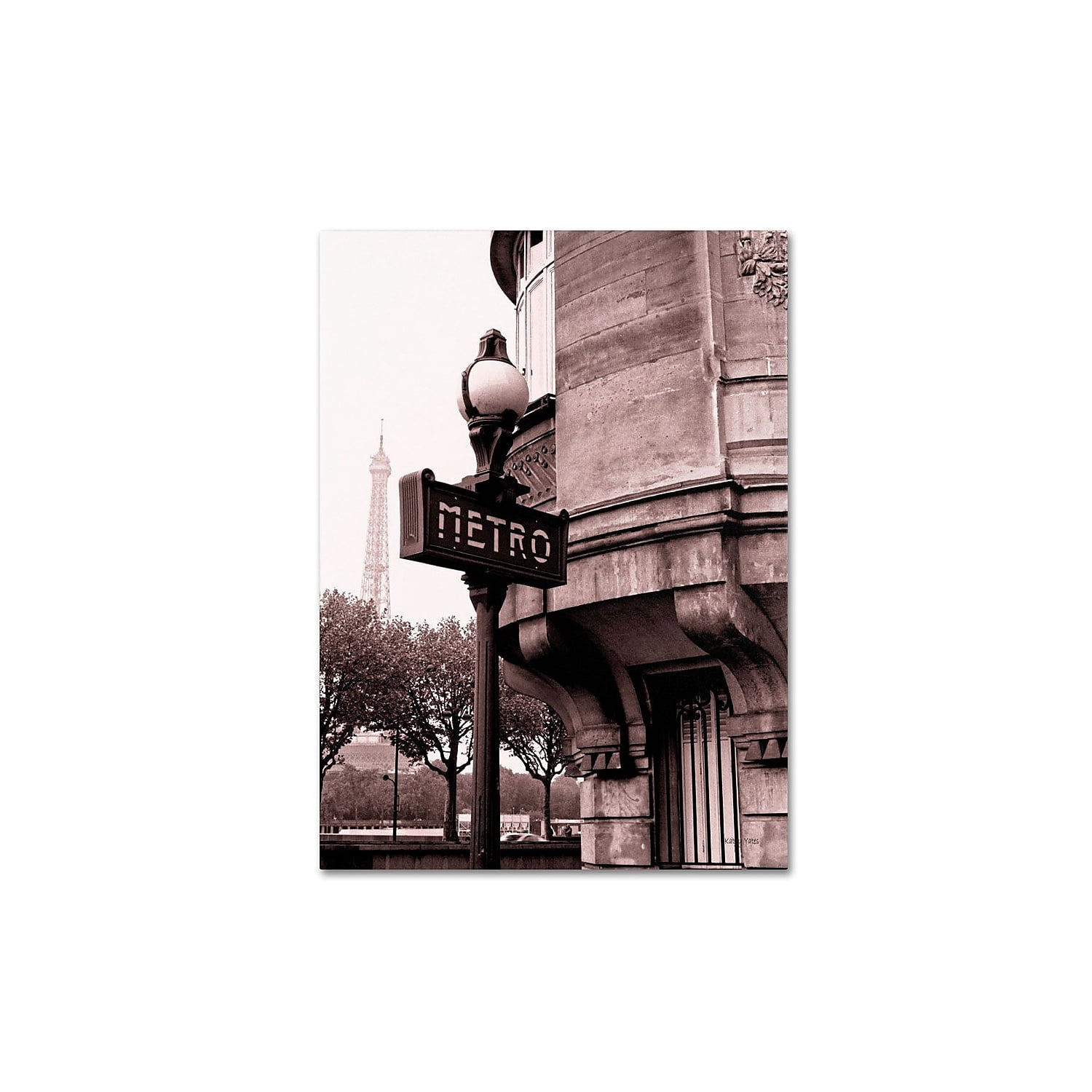 Trademark Fine Art "Metro and Eiffel" Canvas Art by Kathy Yates