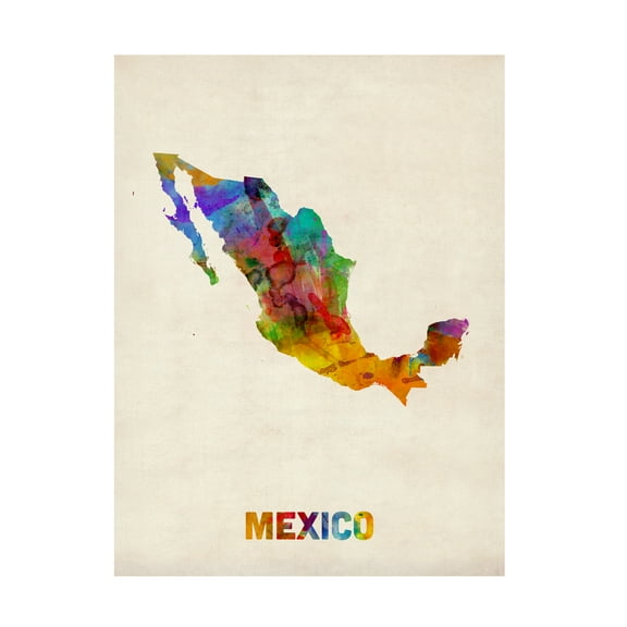 Trademark Fine Art 	Michael Tompsett 	 Mexico Watercolor Map Canvas Wall Art - 35x47