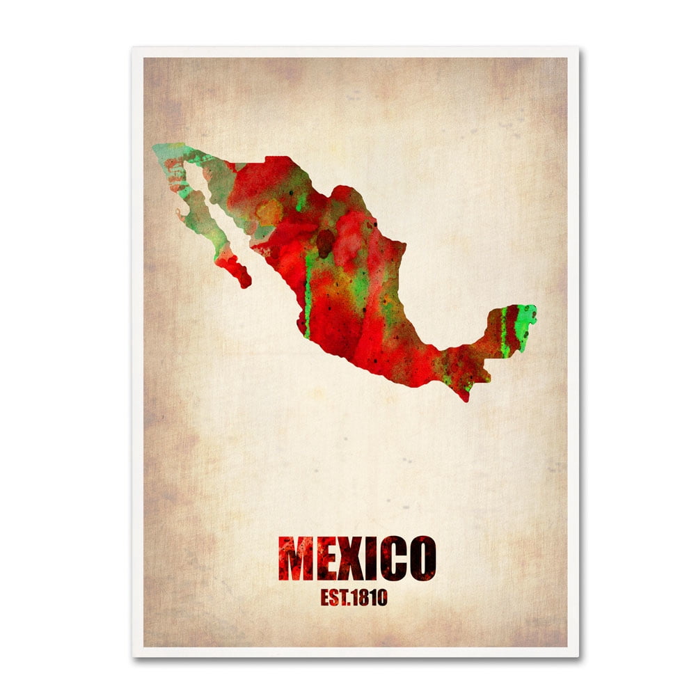 Trademark Fine Art "Mexico Watercolor Map" Canvas Art by Naxart