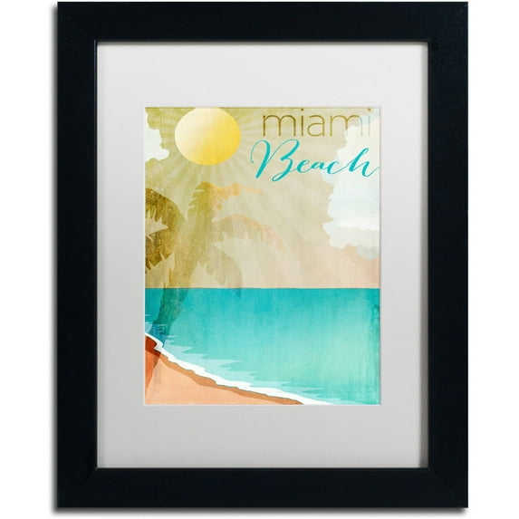 Trademark Fine Art "Miami Beach" Canvas Art by Color Bakery White Matte, Black Frame