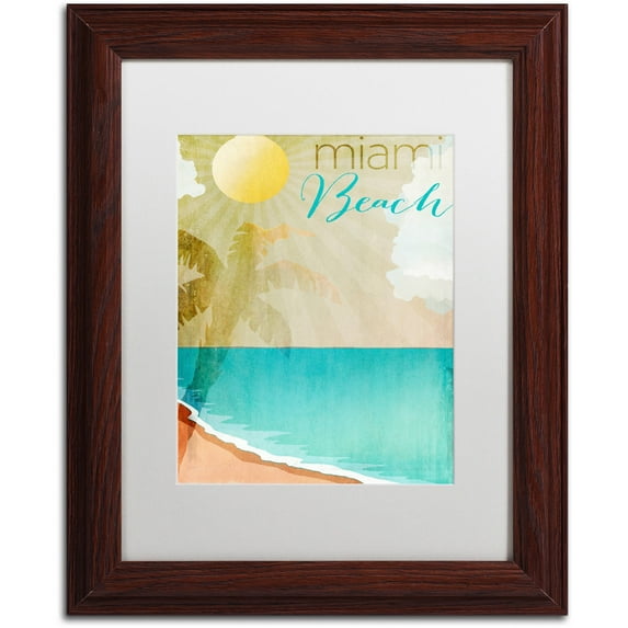 Trademark Fine Art "Miami Beach" Canvas Art by Color Bakery White Matte, Wood Frame