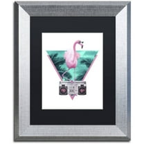 Trademark Fine Art 'Miami Flamingo' Canvas Art by Robert Farkas, Black Matte, Silver Frame
