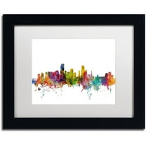 Trademark Fine Art 'Miami Florida Skyline' Canvas Art by Michael Tompsett, White Matte, Black Frame