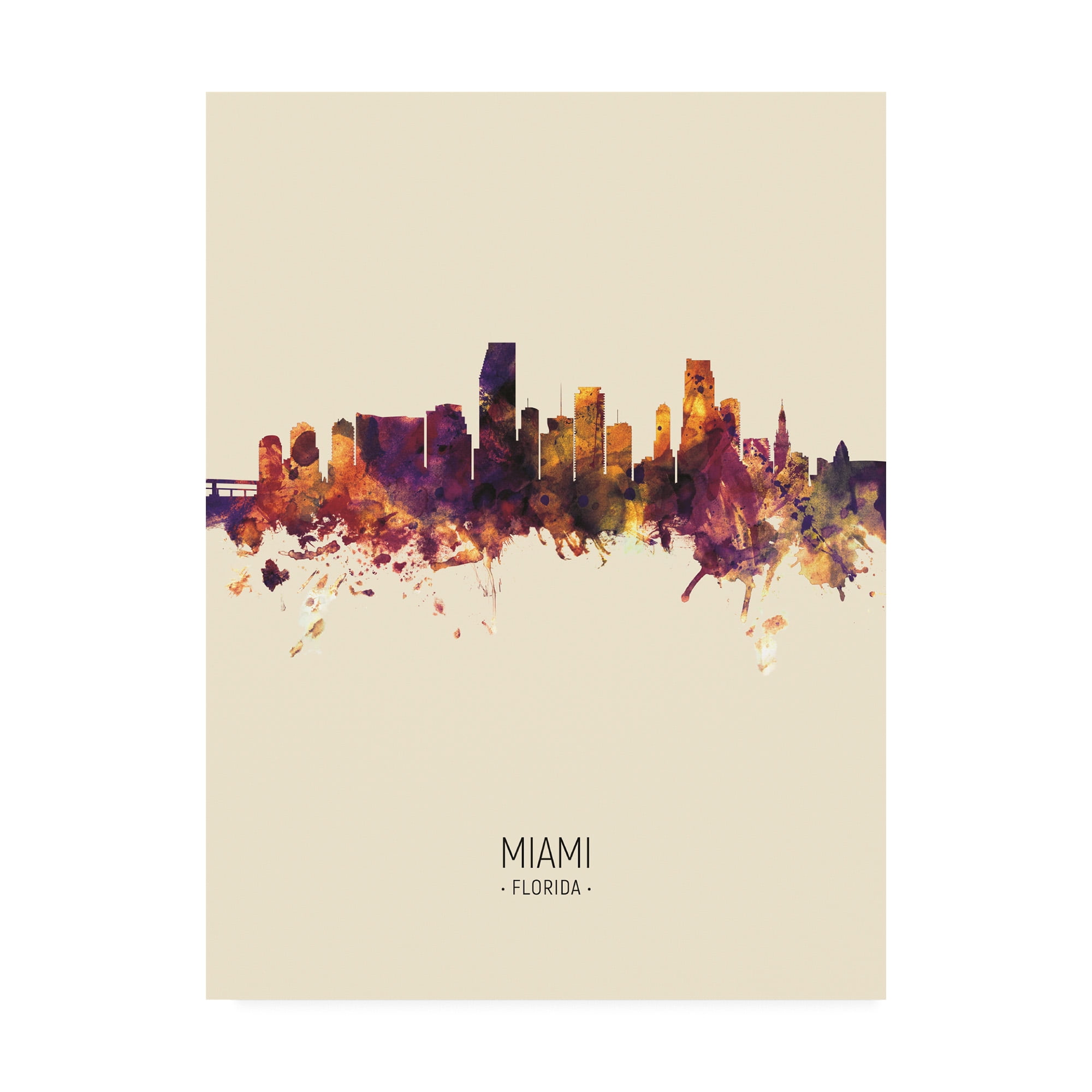 Trademark Fine Art 'Miami Florida Skyline Portrait III' Canvas Art by Michael Tompsett