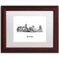 thumbnail image 1 of Trademark Fine Art 'Miami Florida Skyline WB-BW' Canvas Art by Marlene Watson, White Matte, Wood Frame, 1 of 4