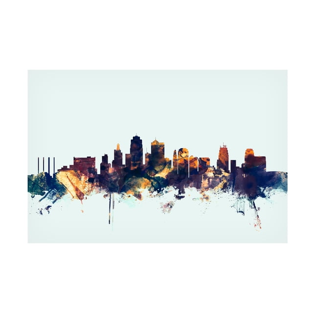 Trademark Fine Art Michael Tompsett Kansas City Skyline Blue Canvas ...