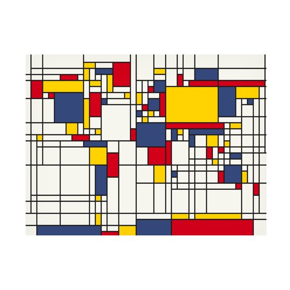 Trademark Fine Art Michael Tompsett Mondrian World Map Canvas Wall Art - 22x32