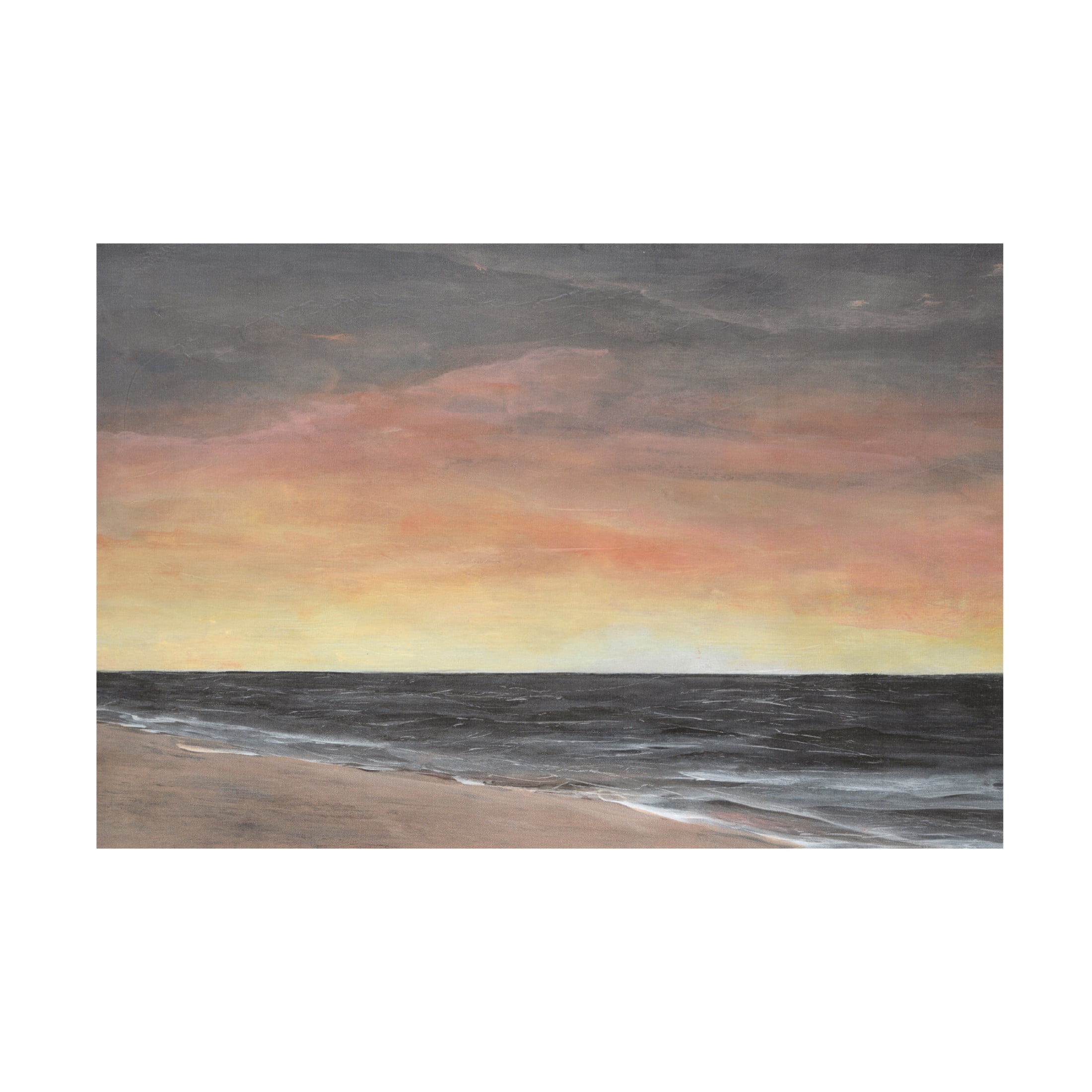 Sunset Beach Horizontal Canvas Wall Art in Wood Frame