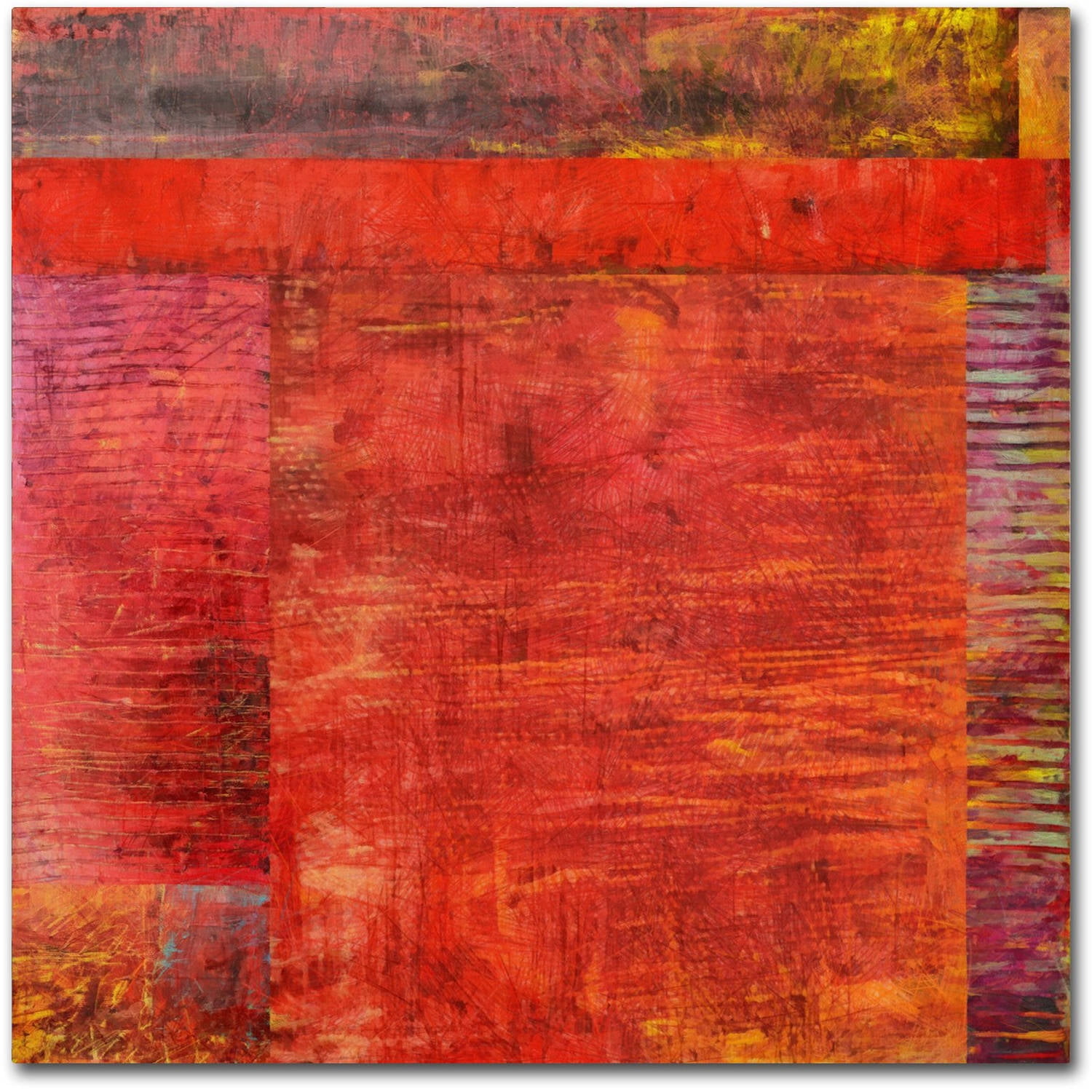 Trademark Fine Art Michelle Calkins 'Essence of Red 2' 18" x 18" Canvas Stretched (190836071999)