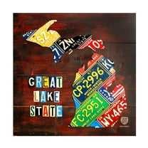 Trademark Fine Art "Michigan License Plate Map" Canvas Art by Design Turnpike