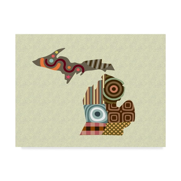 Trademark Fine Art 'Michigan State Map' Canvas Art by Lanre Adefioye